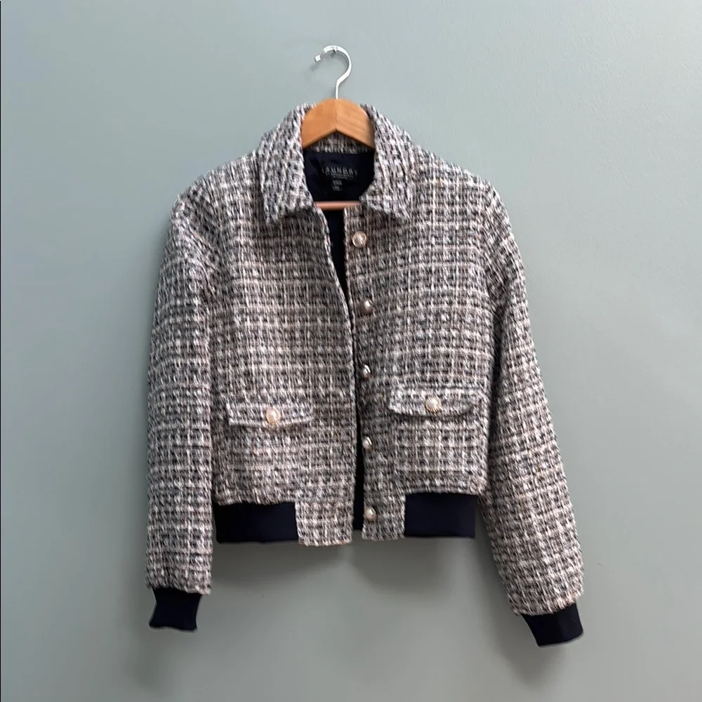 • LAUNDRY BY SHELLI SEAGAL BOUCLÉ BOMBER JACKET • - Picture 2 of 8